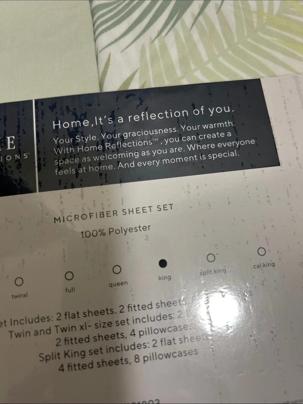 Home Reflections KING SIZE Tropical Leaf & Sage Green DOUBLE SHEET SET NEW w BOX